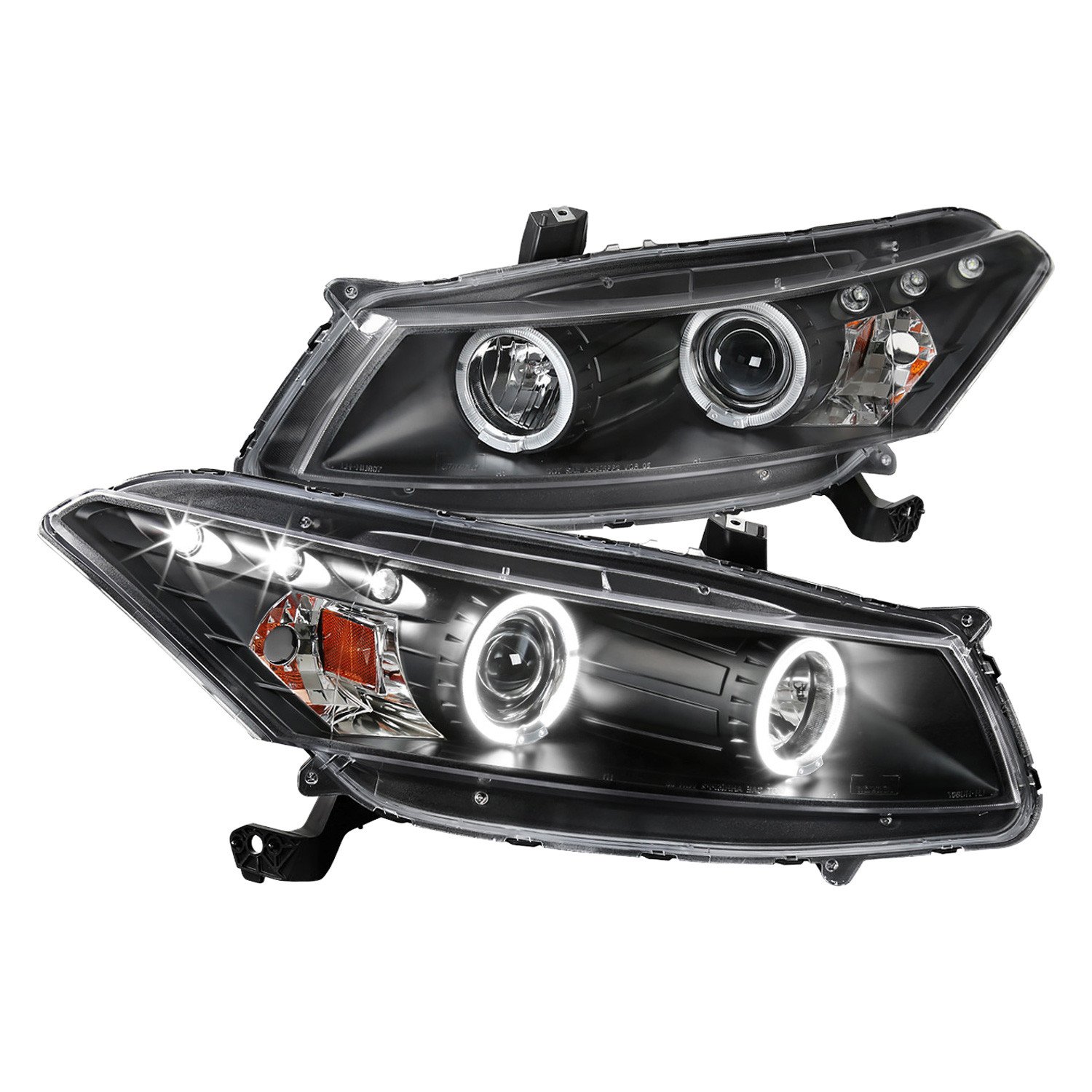 Fits 2008-2012 Honda Accord Coupe Dual Halo Projector Headlights (Matte Black Housing/Clear Lens)