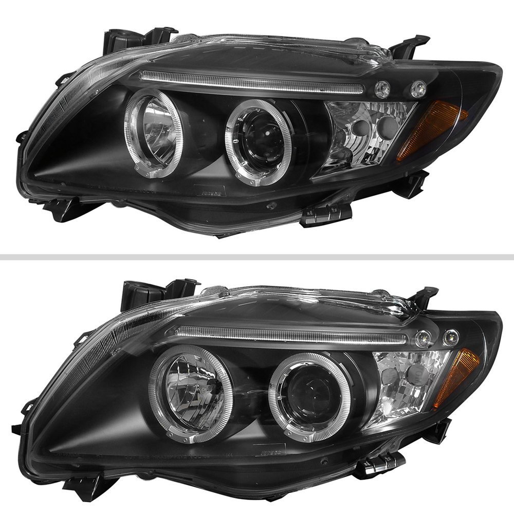 Fits 2009-2010 Toyota Corolla Dual Halo Projector Headlights (Matte Black Housing/Clear Lens) - Image 4
