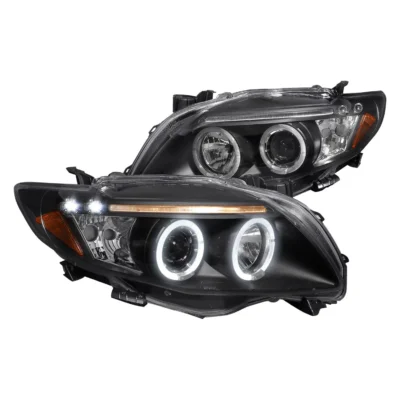 Fits 2009-2010 Toyota Corolla Dual Halo Projector Headlights (Matte Black Housing/Clear Lens)
