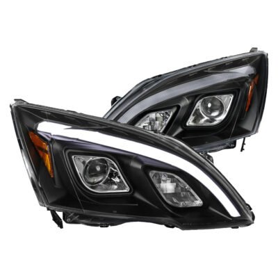 Fits 2007-2011 Honda CRV LED Bar Projector Headlights (Matte Black Housing/Clear Lens)