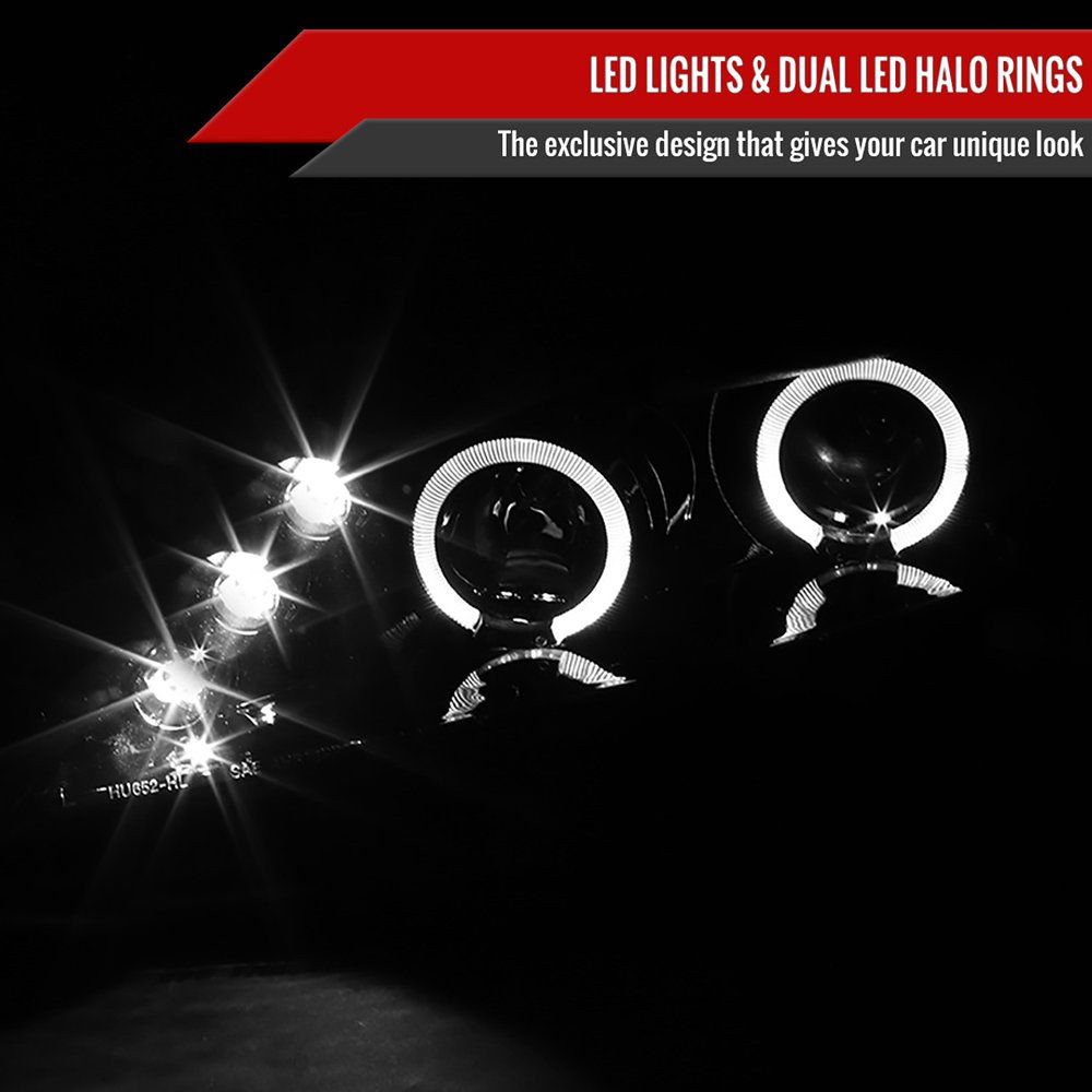 Fits 2006-2011 Honda Civic Sedan Dual Halo Projector Headlights (Glossy Black Housing/Smoked Lens) - Image 4