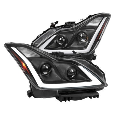 Fits 2008-2013 Infiniti G37/2014-2015 Q60 Coupe/Convertible Sequential Switchback LED Turn Signal Projector Headlights (Matte Black Housing/Clear Lens)