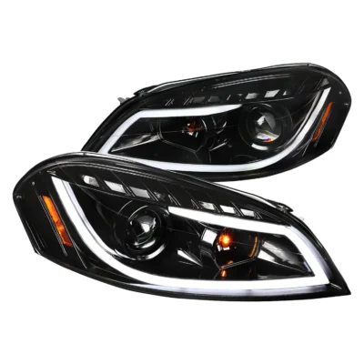 Fits 2006-2013 Chevrolet Impala / 2014-2015 Impala Limited / 2006-2007 Monte Carlo LED Bar Projector Headlights (Jet Black Housing/Clear Lens)