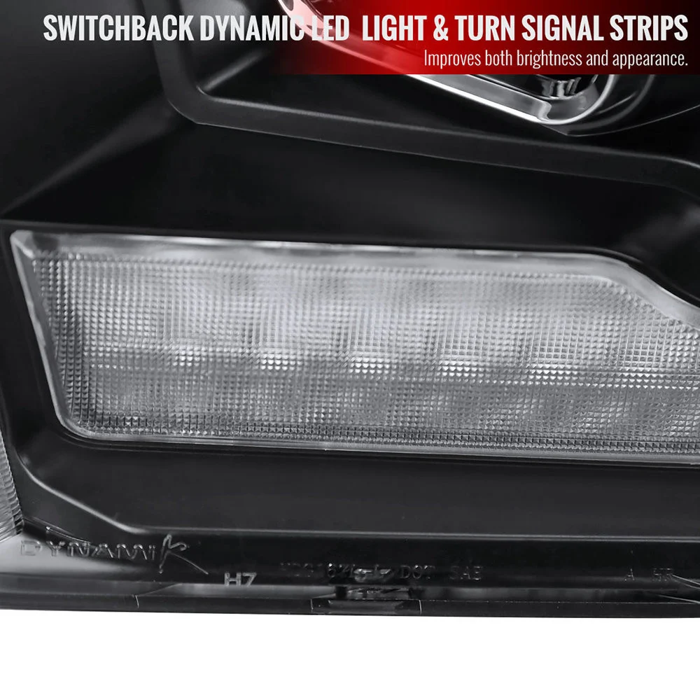 Fits 2009-2018 Dodge RAM 1500 / 2019-2021 RAM Classic / 2010-2018 RAM 2500 3500 Switchback Sequential Projector Headlights (Matte Black Housing/Clear Lens) - Image 5