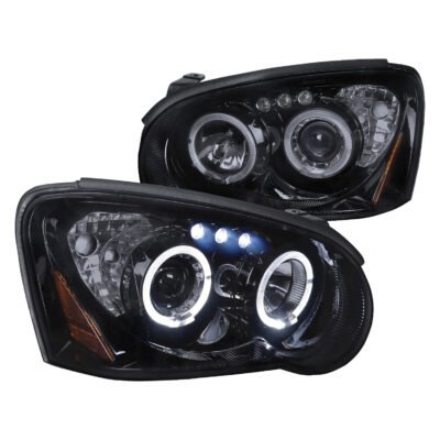 Fits 2004-2005 Subaru Impreza WRX/STI Outback Dual Halo Projector Headlights (Glossy Black Housing/Smoked Lens)