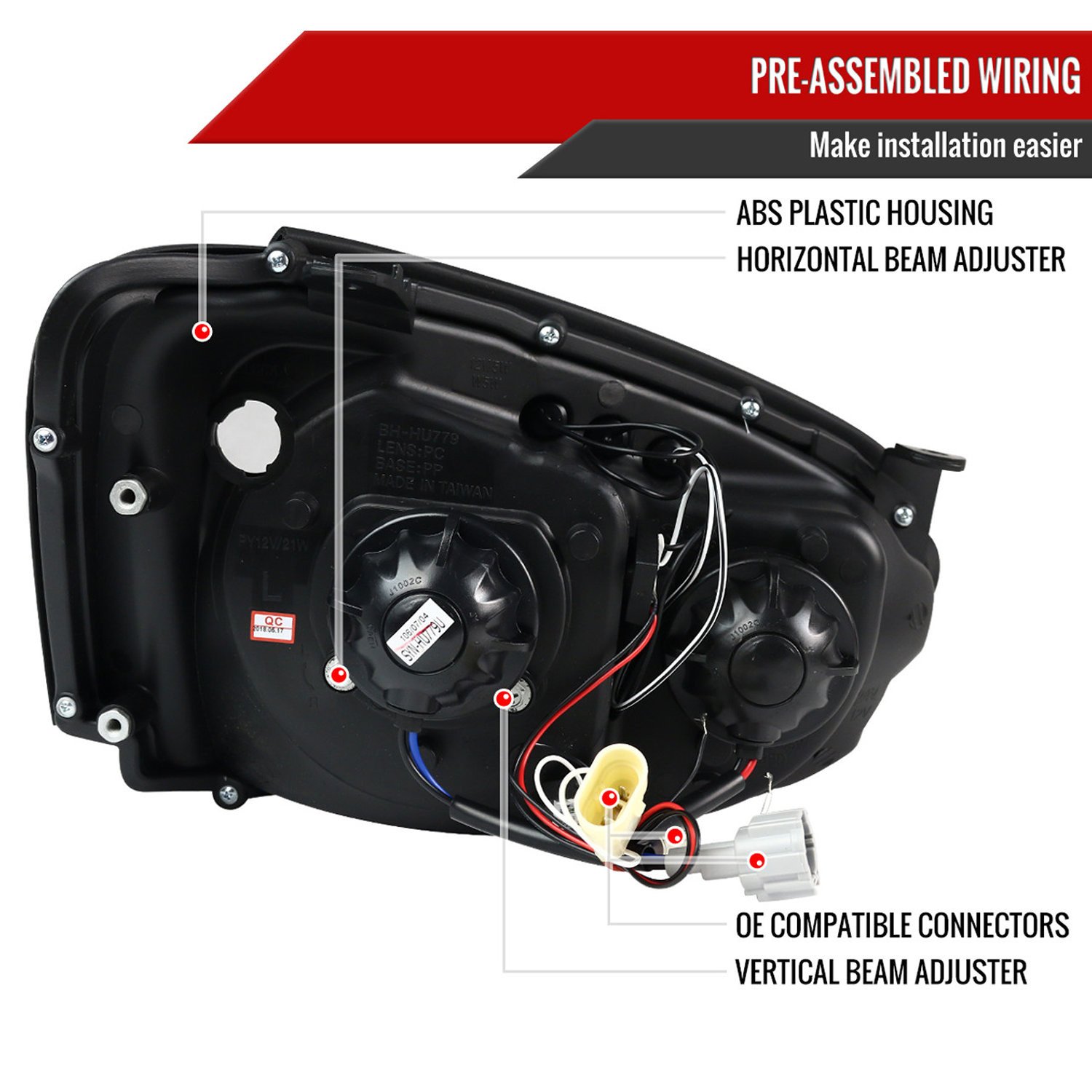 Fits 2004-2005 Subaru Impreza WRX/STI Outback Dual Halo Projector Headlights (Glossy Black Housing/Smoked Lens) - Image 3