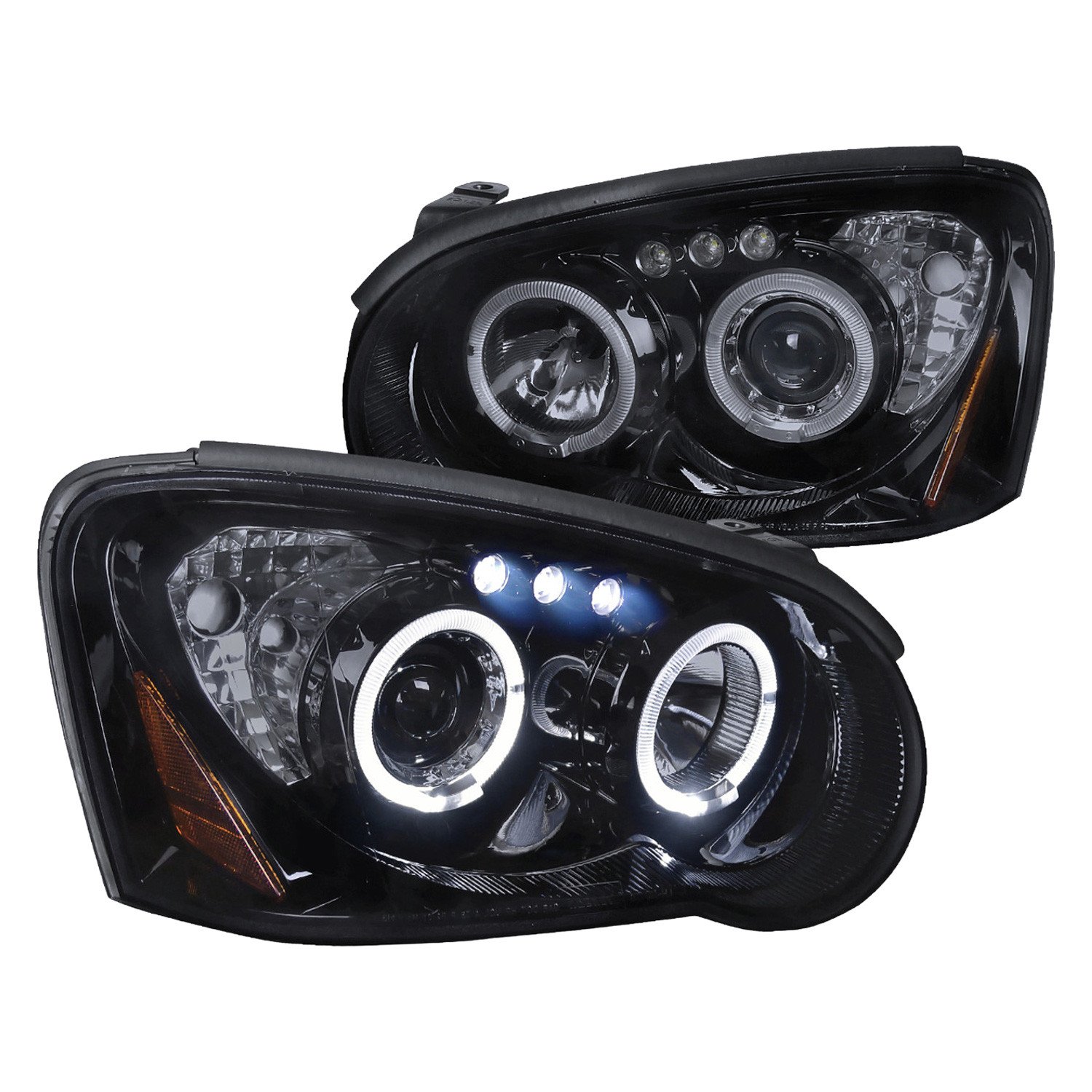 Fits 2004-2005 Subaru Impreza WRX/STI Outback Dual Halo Projector Headlights (Glossy Black Housing/Smoked Lens)