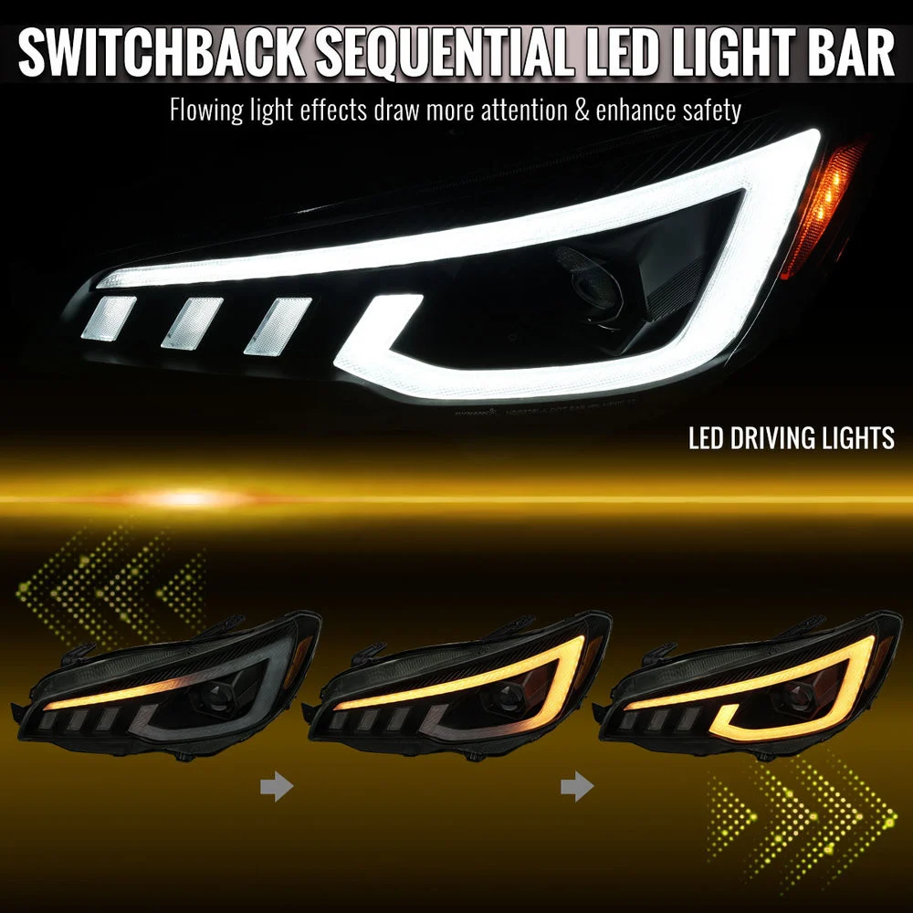 Fits 2015-2021 Subaru Impreza WRX STI Projector Headlights Sequential LED Switchback DRL (Black Housing / Smoked Lens) - Image 7