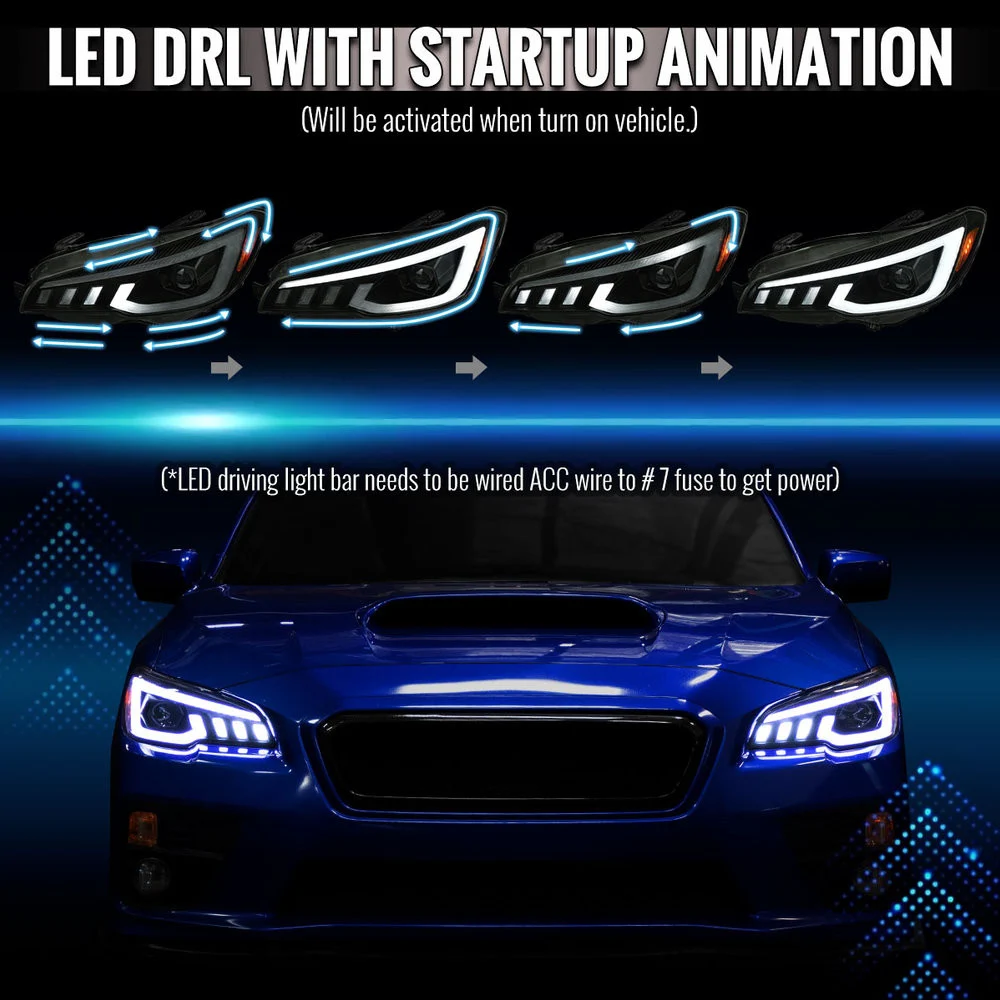 Fits 2015-2021 Subaru Impreza WRX STI Projector Headlights Sequential LED Switchback DRL (Black Housing / Smoked Lens) - Image 6
