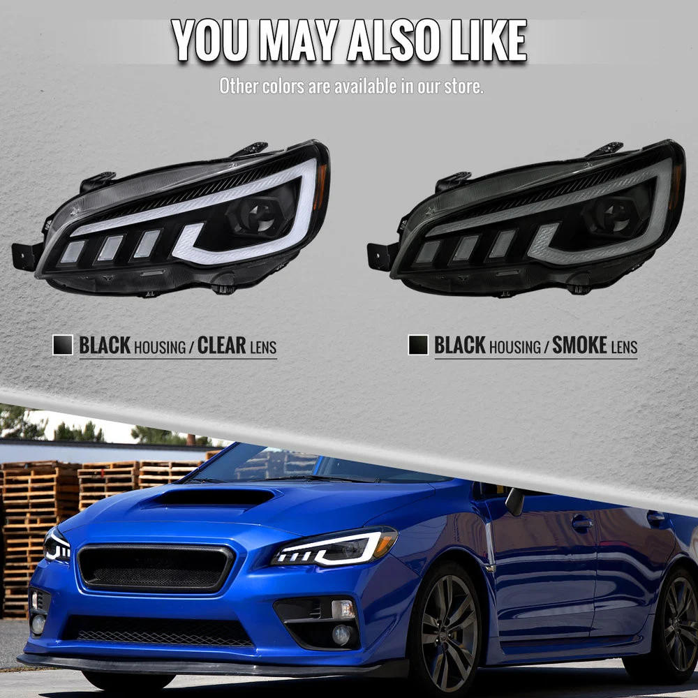 Fits 2015-2021 Subaru Impreza WRX STI Projector Headlights Sequential LED Switchback DRL (Black Housing / Smoked Lens) - Image 2