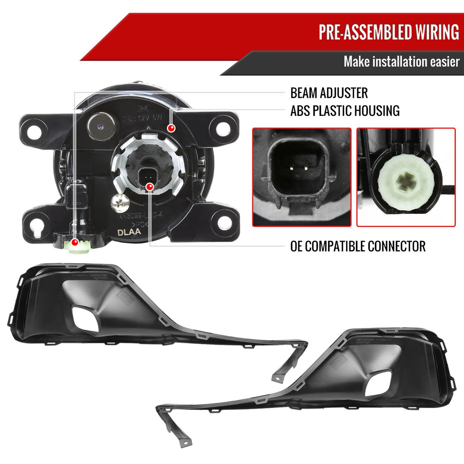 Fits 2021-2022 Honda Accord Sedan LED Fog Lights Kit (Glossy Black Housing/Clear Lens) - Image 3