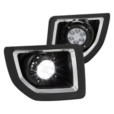 Fits 2015-2018 GMC Sierra 2500HD/3500HD 6-LED Fog Lights Kit (Chrome Housing/Clear Lens)