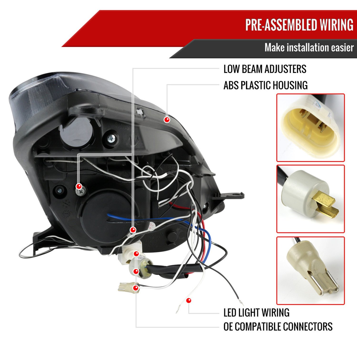 Fits 2000-2005 Toyota Celica Dual Halo Projector Headlights (Glossy Black Housing/Smoked Lens) - Image 3