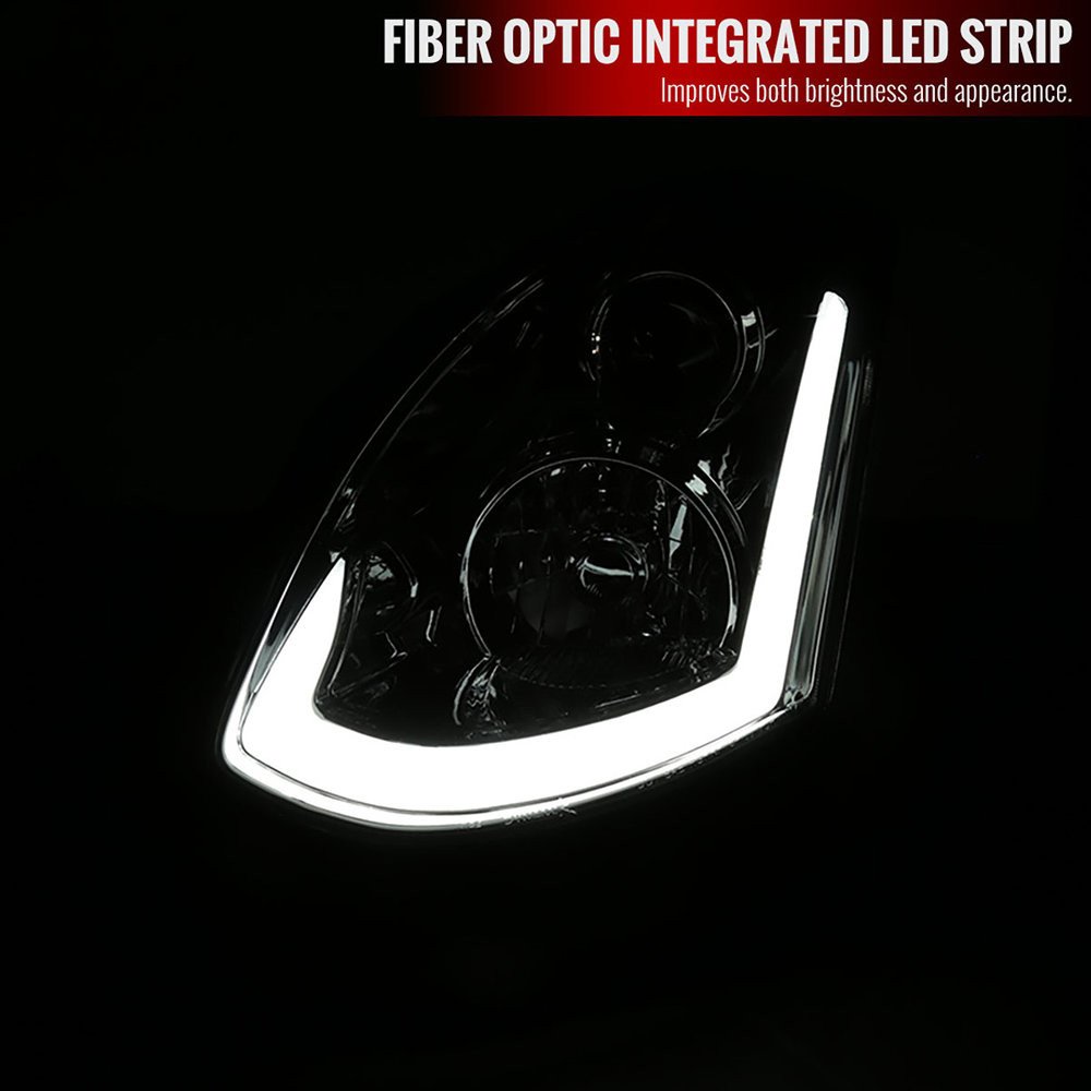 Fits 2003-2007 Infiniti G35 Coupe LED Bar Projector Headlights w/ Sequential Turn Signals (Chrome Housing / Smoked Lens) - Image 8