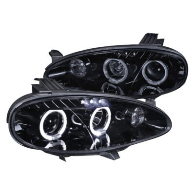 Fits 2001-2005 Mazda Miata MX-5 Dual Halo Projector Headlights (Glossy Black Housing/Smoked Lens)