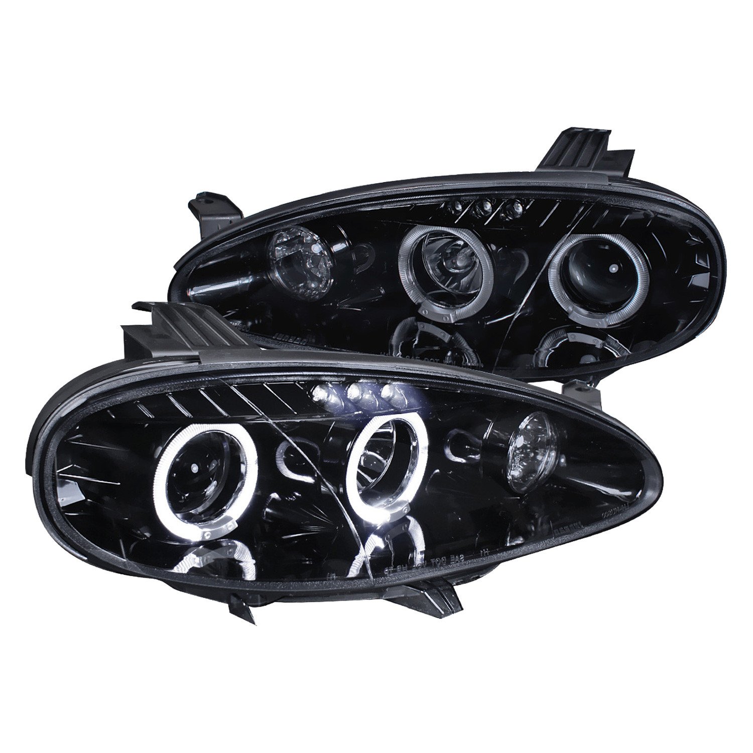 Fits 2001-2005 Mazda Miata MX-5 Dual Halo Projector Headlights (Glossy Black Housing/Smoked Lens)
