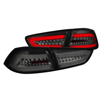 Fits 2008-2017 Mitsubishi Lancer / 2008-2015 Lancer EVO X Sedan LED Tail Lights (Chrome Housing/Smoked Lens)