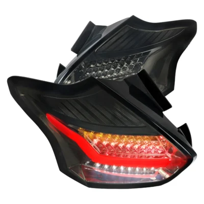 Fits 2015-2019 Ford Focus Hatchback LED Tail Lights (Chrome Housing/Smoked Lens)