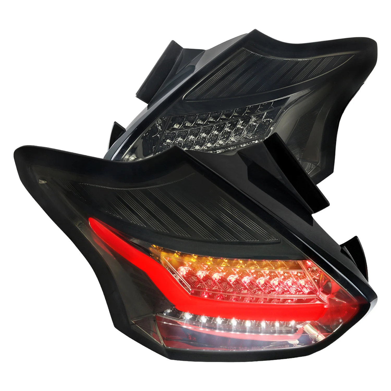 Fits 2015-2019 Ford Focus Hatchback LED Tail Lights (Chrome Housing/Smoked Lens)