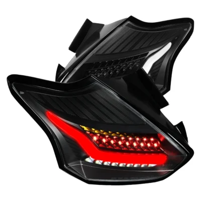 Fits 2015-2019 Ford Focus Hatchback LED Tail Lights (Matte Black Housing/Clear Lens)
