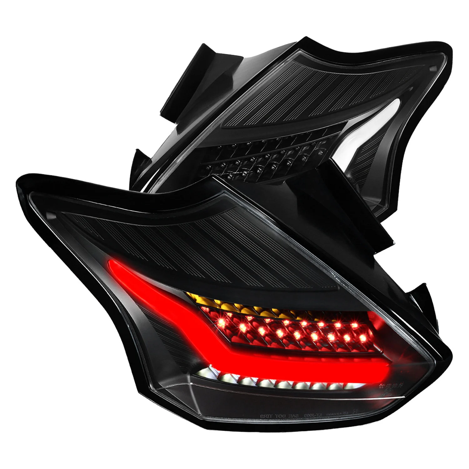 Fits 2015-2019 Ford Focus Hatchback LED Tail Lights (Matte Black Housing/Clear Lens)