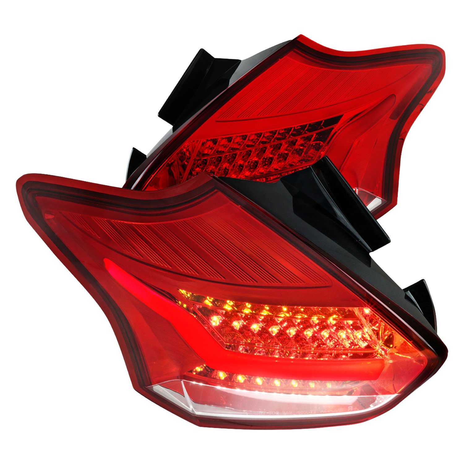 Fits 2015-2019 Ford Focus Hatchback LED Tail Lights (Chrome Housing/Red Lens)