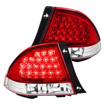 Fits 2001-2005 Lexus IS300 LED Tail Lights (Chrome Housing/Red Clear Lens)
