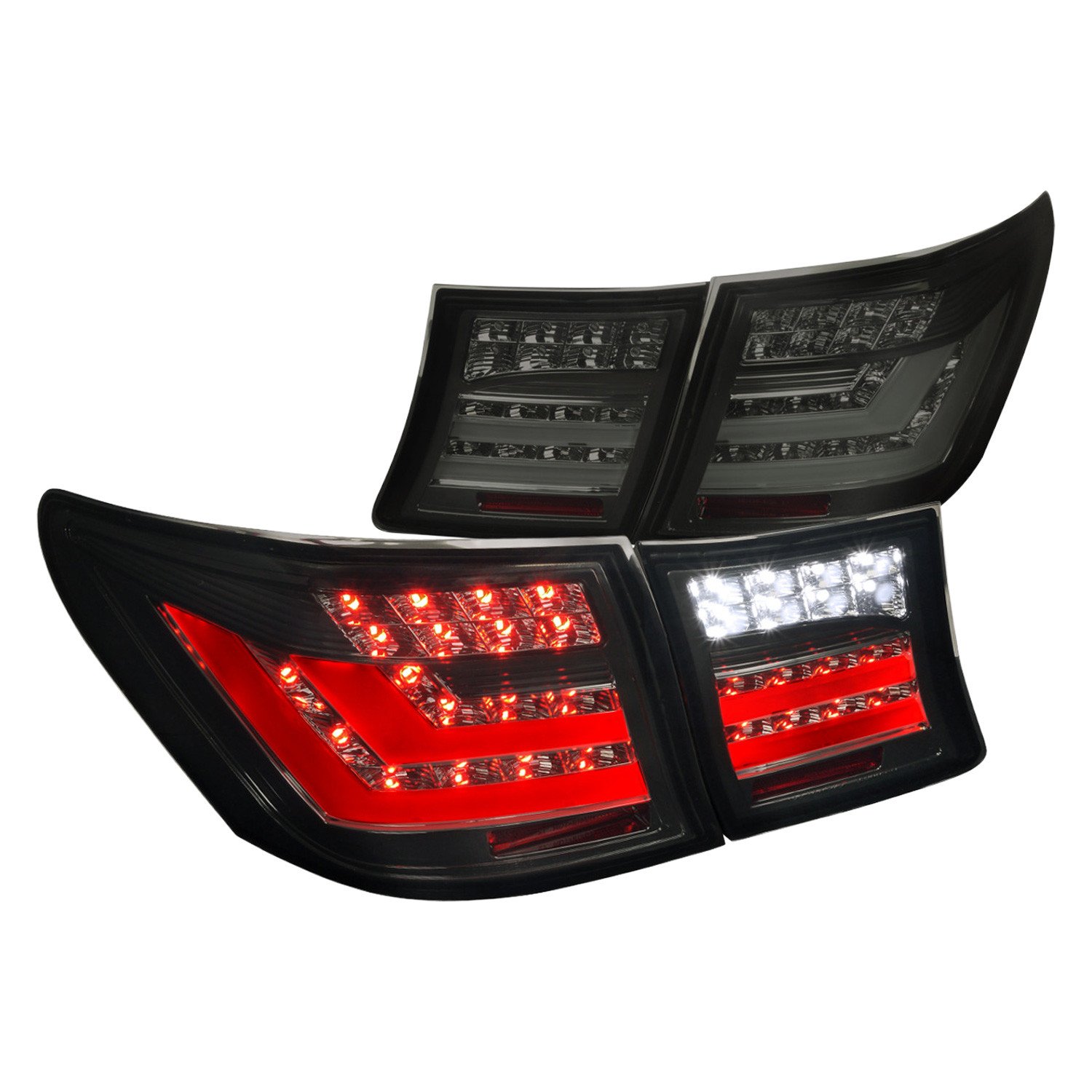 Fits 2007-2009 Lexus LS460 LED Tail Lights + Trunk Lights (Chrome Housing/Smoked Lens)