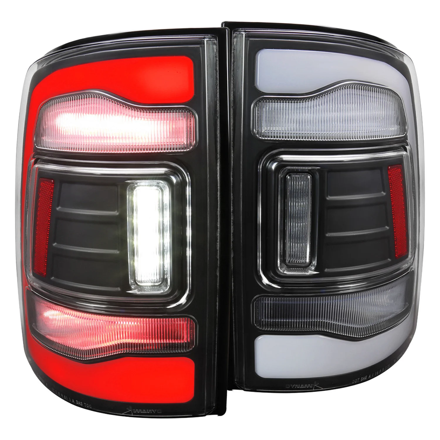 Fits 2009-2018 Dodge RAM 1500/2019-2022 RAM 1500 Classic/2010-2018 RAM 2500 3500 LED Bar Tail Lights (Matte Black Housing/Clear Lens)