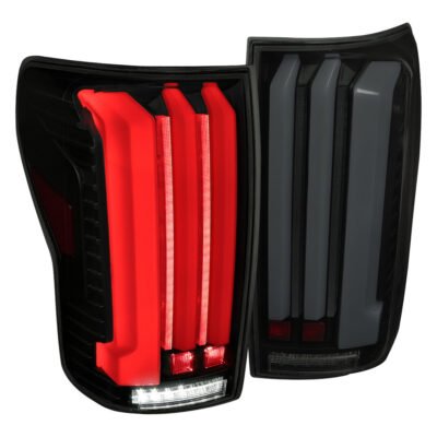 Fits 2007-2013 Toyota Tundra Sequential White LED Bar Tail Lights (Matte Black Housing/Smoked Lens)