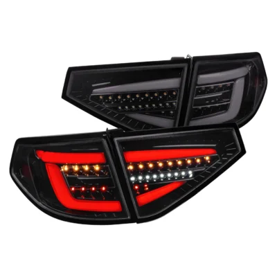 Fits 2008-2014 Subaru Impreza WRX Hatchback LED Sequential Tube Tail Lights (Glossy Black Housing/Dark Smoked Lens)