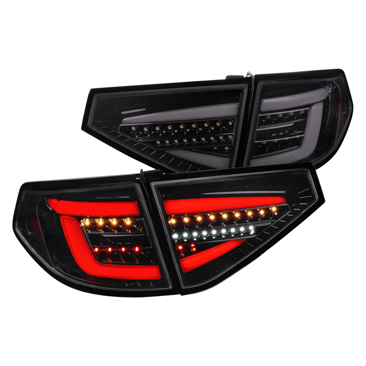 Fits 2008-2014 Subaru Impreza WRX Hatchback LED Sequential Tube Tail Lights (Glossy Black Housing/Dark Smoked Lens)