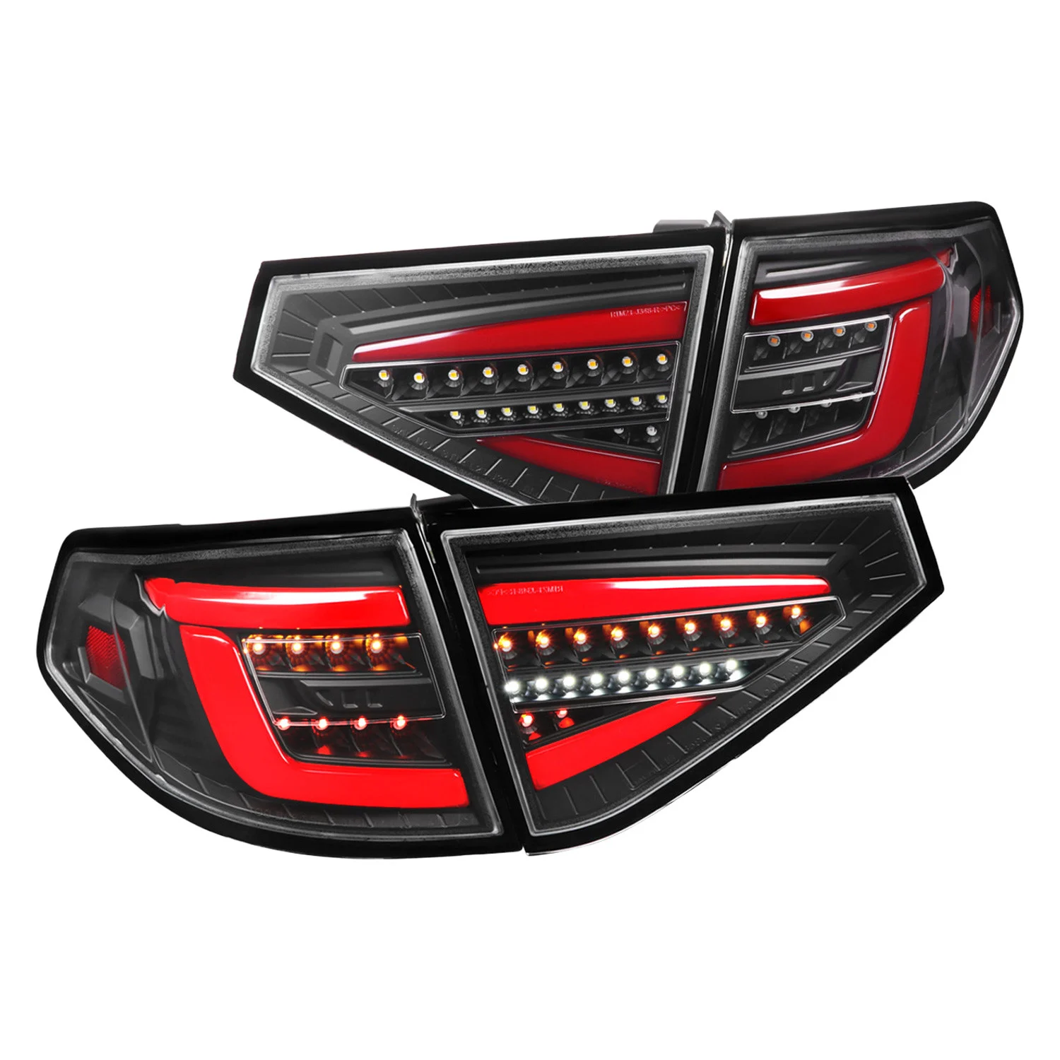 Fits 2008-2014 Subaru Impreza WRX Hatchback LED Red Sequential Tube Tail Lights (Matte Black Housing/Clear Lens)