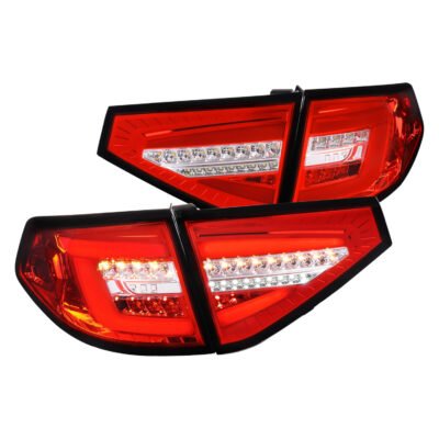 Fits 2008-2014 Subaru Impreza WRX Hatchback LED Sequential Tube Tail Lights (Chrome Housing/Red Lens)