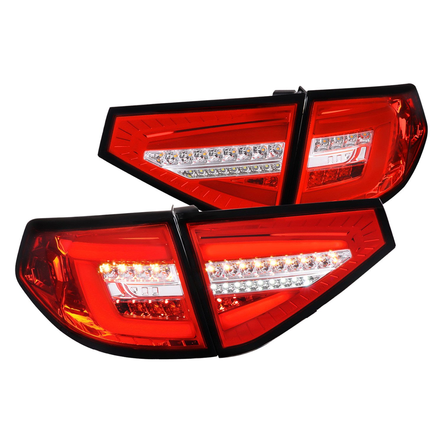 Fits 2008-2014 Subaru Impreza WRX Hatchback LED Sequential Tube Tail Lights (Chrome Housing/Red Lens)