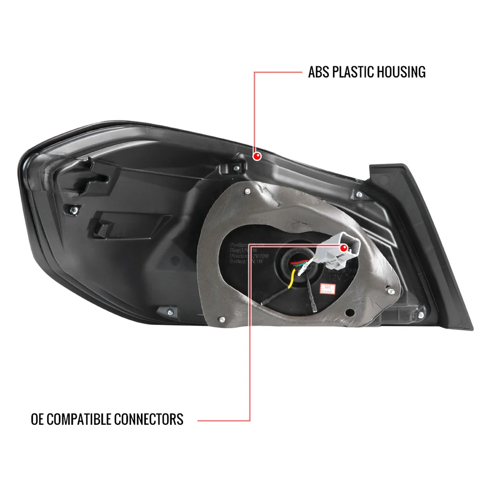 Fits 2015-2021 Subaru WRX Sequential White Bar LED Tail Lights (Glossy Black Housing/Smoked Lens) - Image 3
