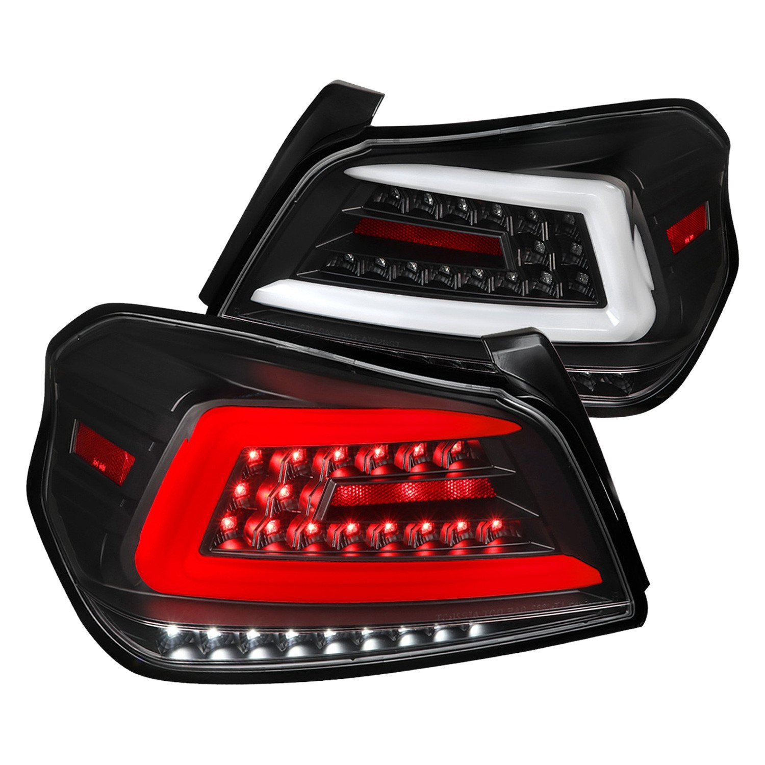 Fits 2015-2021 Subaru WRX Sequential White Bar LED Tail Lights (Matte Black Housing/Clear Lens)