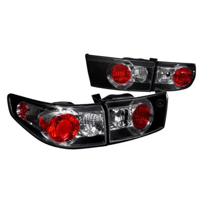 Fits 2003-2005 Honda Accord Sedan Tail Lights (Matte Black Housing/Clear Lens)