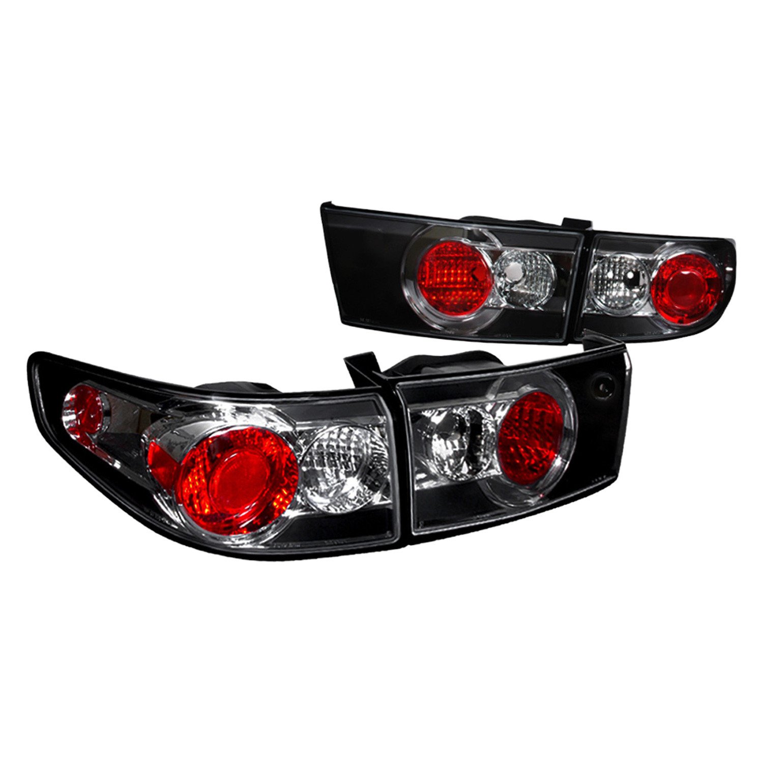 Fits 2003-2005 Honda Accord Sedan Tail Lights (Matte Black Housing/Clear Lens)