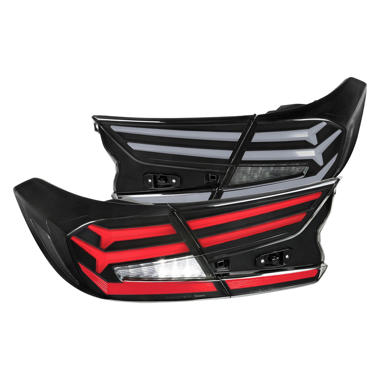 Fits 2018-2022 Honda Accord Sedan LED Sequential Signal Tail Lights (Matte Black Housing/Clear Lens)