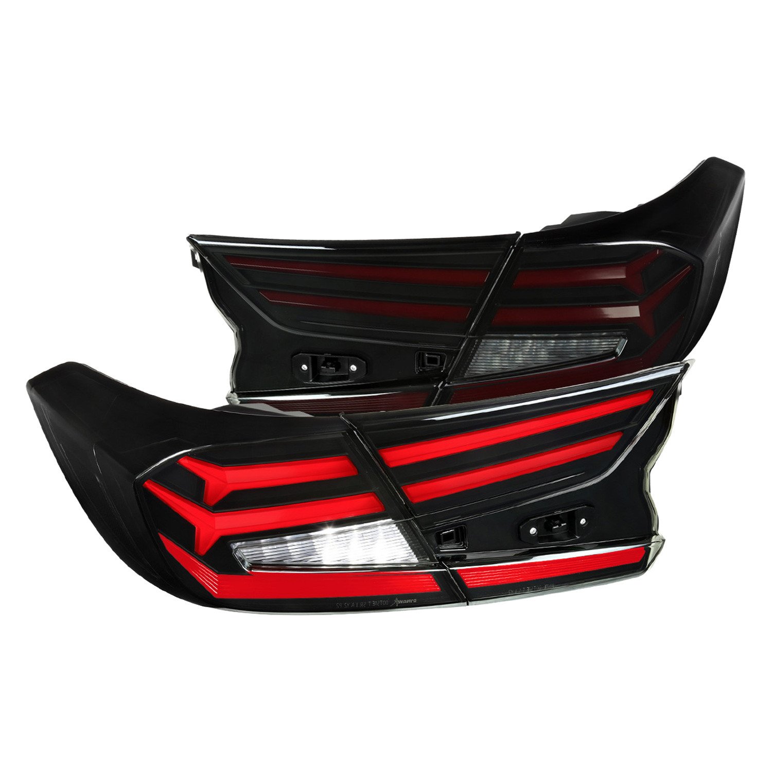 Fits 2018-2022 Honda Accord Sedan Red LED Sequential Signal Tail Lights (Matte Black Housing/Smoked Lens)