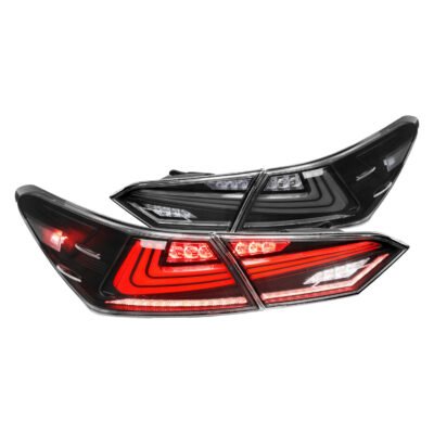 Fits 2018-2022 Toyota Camry LED Tail Lights w/ Sequential Signal Lamps (Matte Black Housing/Clear Lens)