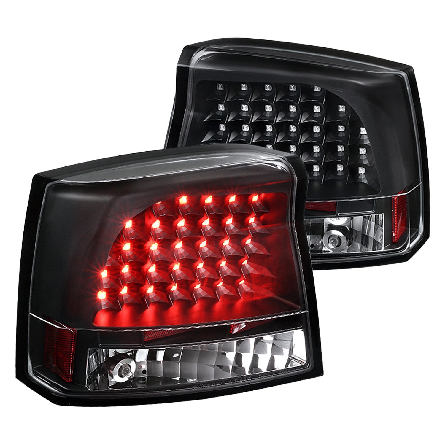 Fits 2005-2010 Dodge Charger LED Tail Lights (Matte Black Housing/Clear Lens)