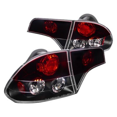 Fits 2006-2011 Honda Civic Sedan Tail Lights (Matte Black Housing/Red Clear Lens)