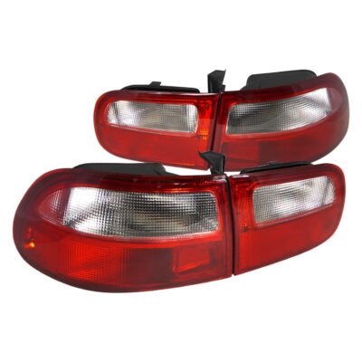 Fits 1992-1995 Honda Civic 3DR Hatchback Tail Lights (Chrome Housing/Red Clear Lens)