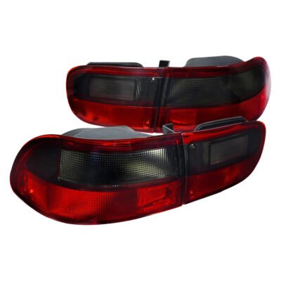 Fits 1992-1995 Honda Civic Tail Lights (Chrome Housing/Red Smoked Lens)