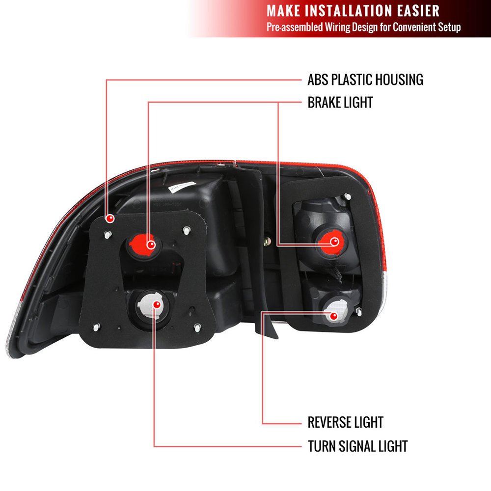 Fits 1996-1998 Honda Civic Sedan Tail Lights (Chrome Housing/Red Clear Lens) - Image 3
