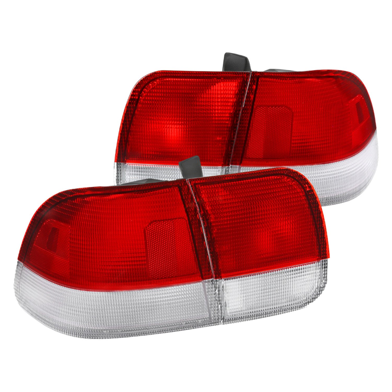 Fits 1996-1998 Honda Civic Sedan Tail Lights (Chrome Housing/Red Clear Lens)