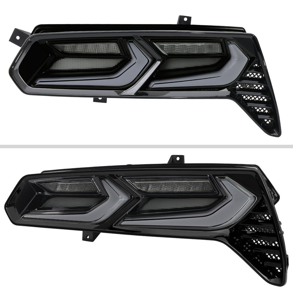 Fits 2014-2019 Chevrolet Corvette C7 Sequential LED Turn Signal C8-Style Tail Lights (Black Housing / Smoked Lens) - Image 2