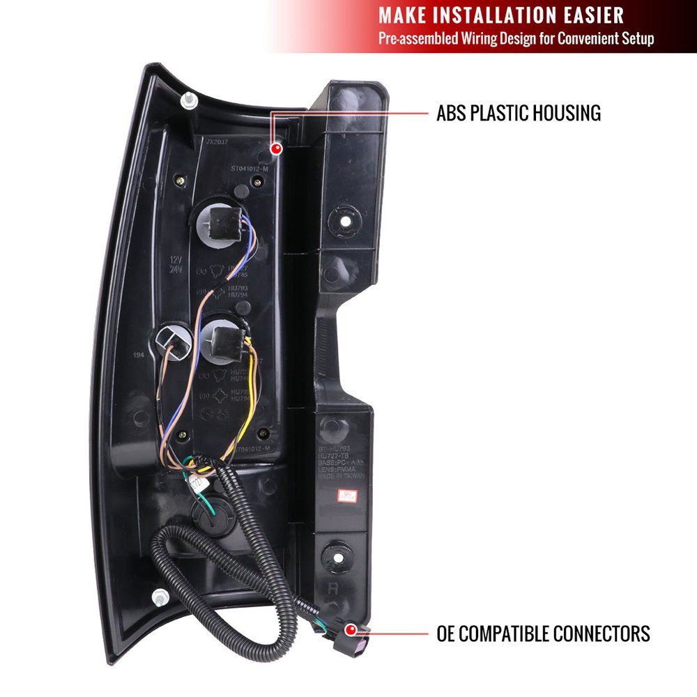 Fits 2007-2014 Chevrolet Tahoe/Suburban LED Tail Lights (Matte Black Housing/Clear Lens) - Image 3